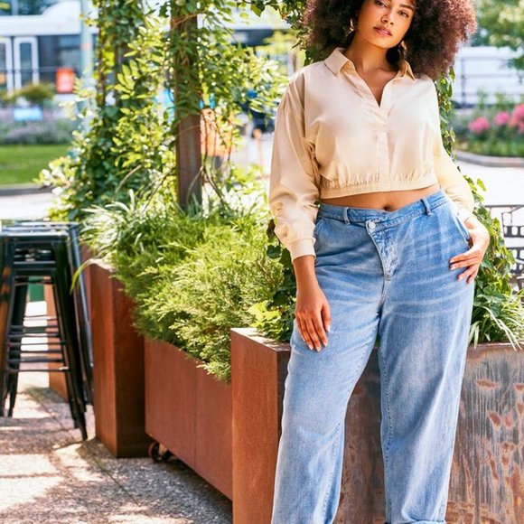 Eloquii Tops - Elastic Waist Blouse With Collar